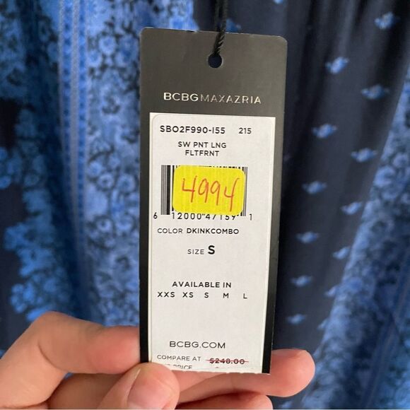 BCBG Wide Leg Linen Cotton Blend Palazzo Pants in Natural Size M NWT - Picture 3 of 3